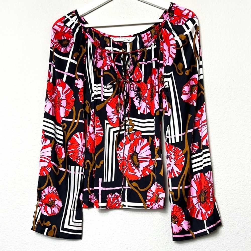Trina Turk Floral Tie Front Blouse